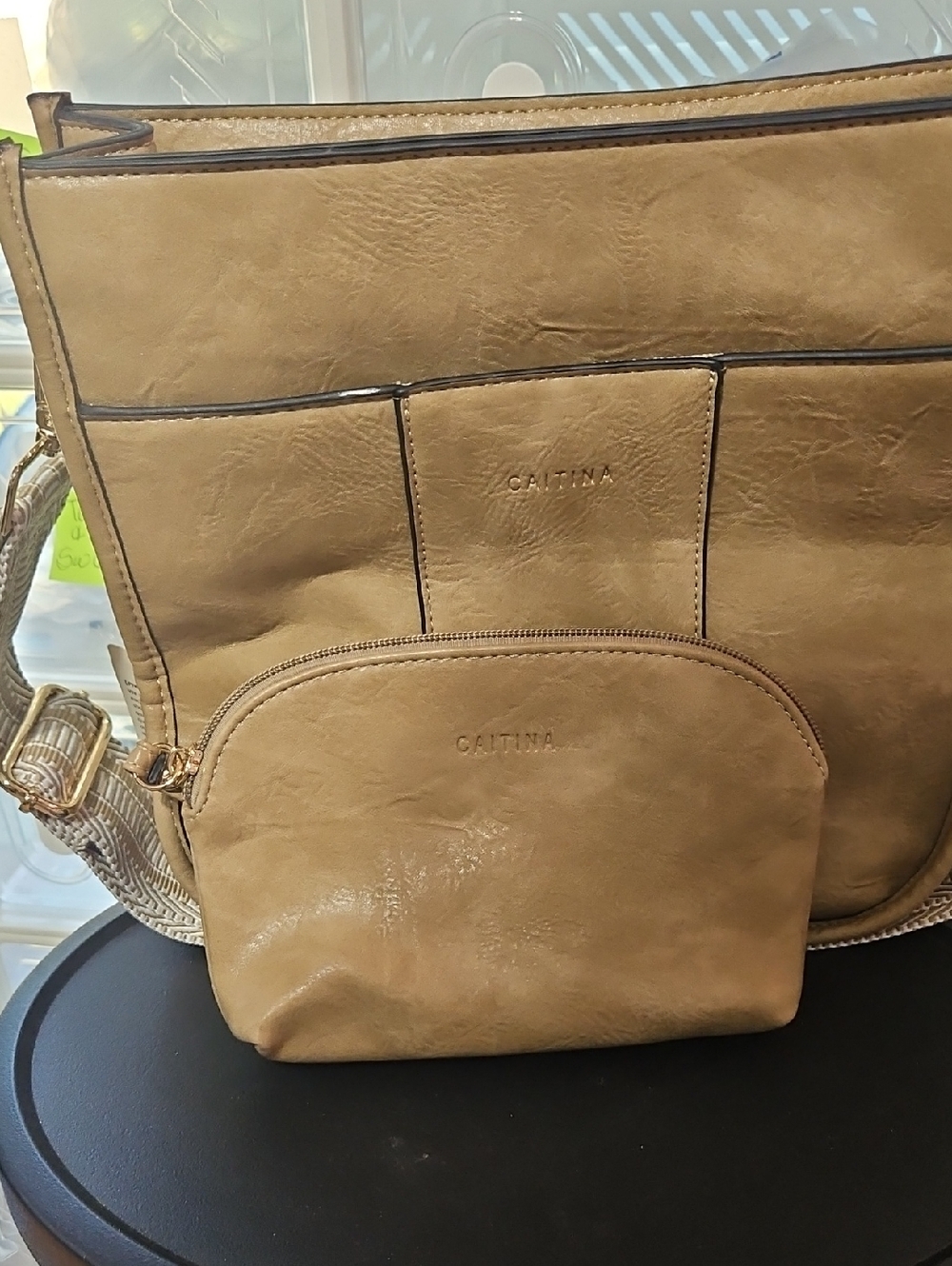 Beige Crossbody Boutique with wristlet bag